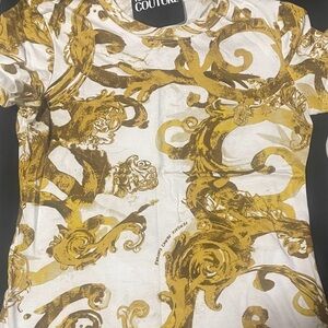 Versace Jeans Collection Gold and White Short Sleeve Tee